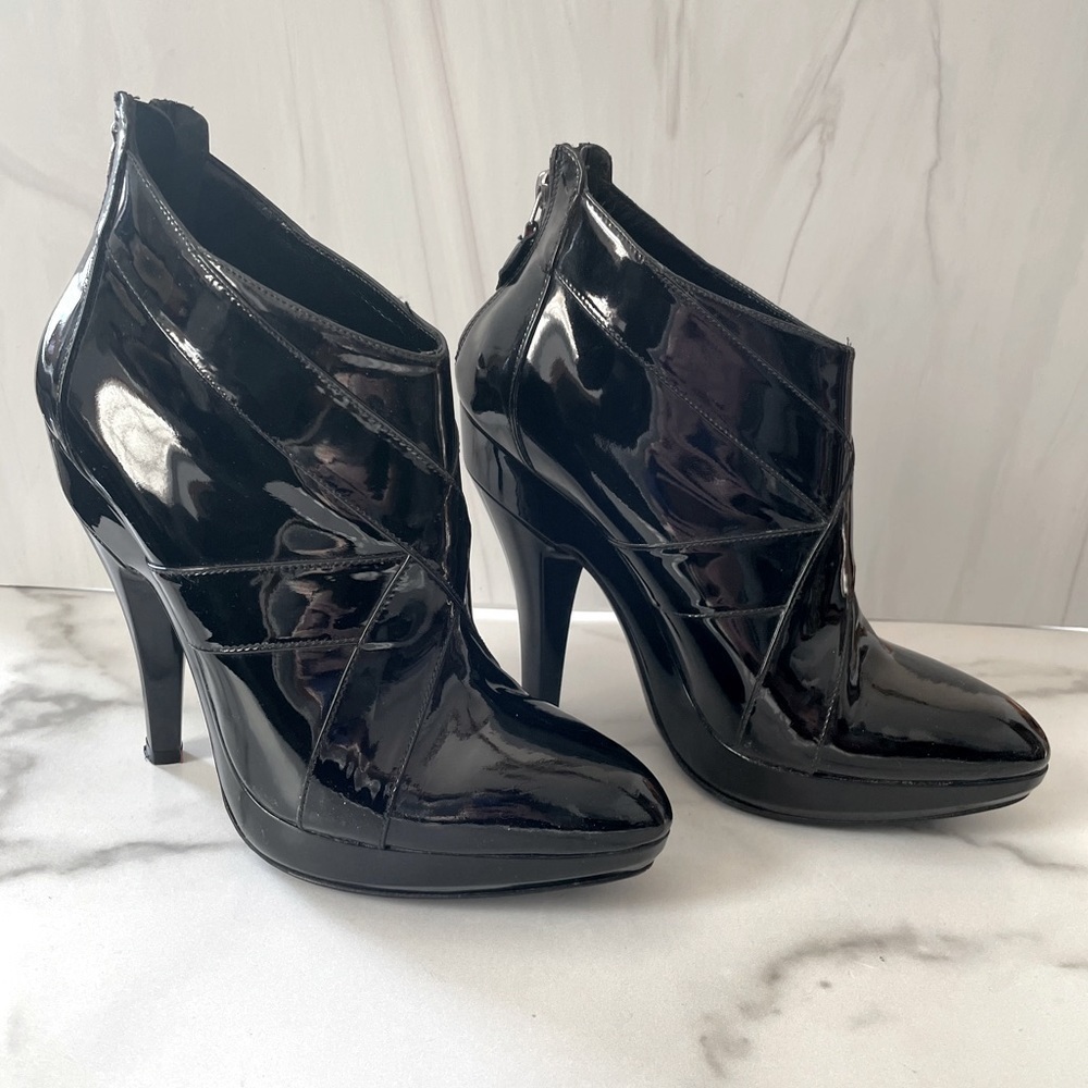 Burberry Patent Leather Zip Booties- Black EU 39.5